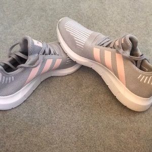 pink and grey adidas sneakers